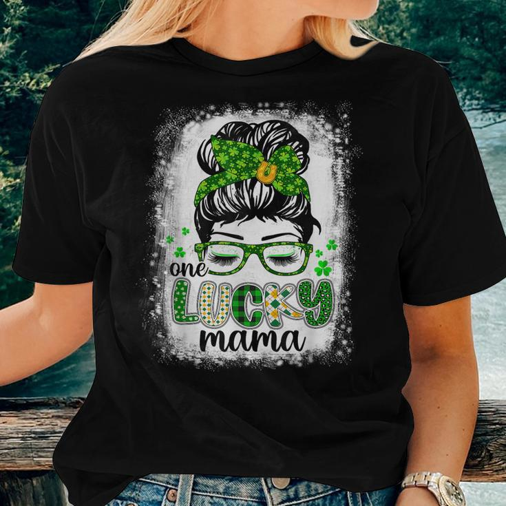 Womens One Lucky Mama St Patricks Day Mom Mother Shamrock V2 Women T-shirt Gifts for Her