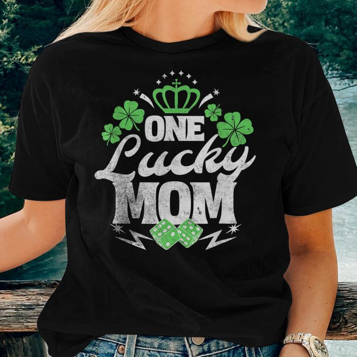 One Lucky Mom St Patricks Day Gift Vintage 70S Dice V2 Women T-shirt Gifts for Her