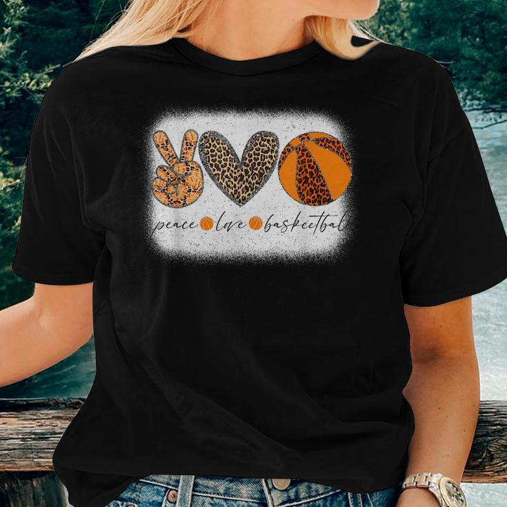 Peace Love Basketball Leopard Retro Mom Women T-shirt Gifts for Her