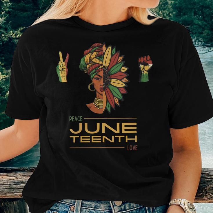 Womens Peace Love Junenth Black Pride Freedom 4Th Of July 1865 Women T-shirt Gifts for Her