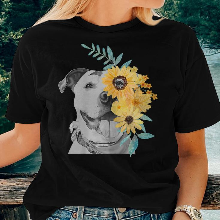 Womens Pit Bull MomShirt Face Flower - Women T-shirt Gifts for Her