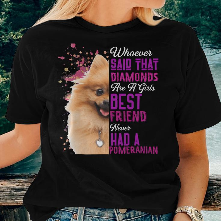 Pomeranian Are A Girls Best Friend Funny Dog Mother Mama Mom Women T-shirt Casual Daily Crewneck Short Sleeve Graphic Basic Unisex Tee Gifts for Her
