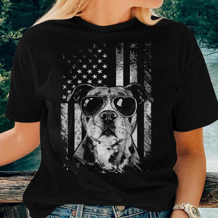 Proud American Pit Bull Dog Funny Pitbull Dad Mom Gifts Women T-shirt Gifts for Her