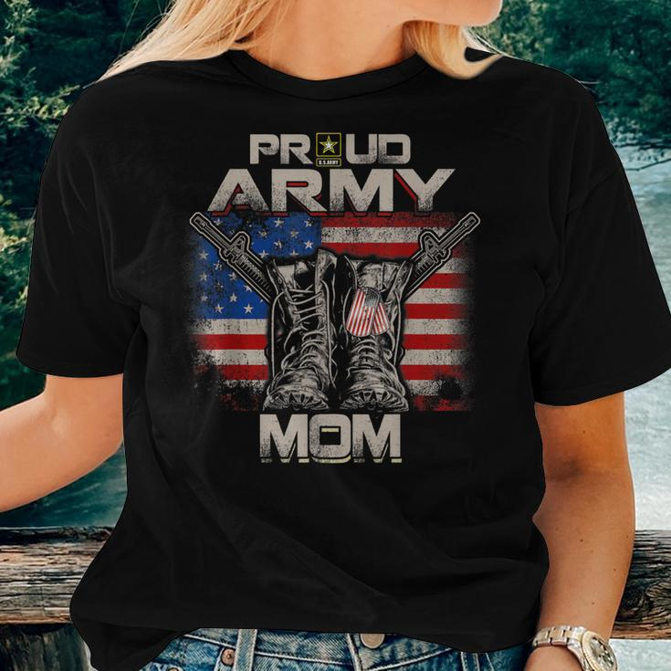 Proud Army Mom America Flag Us Military Pride Women T-shirt Gifts for Her