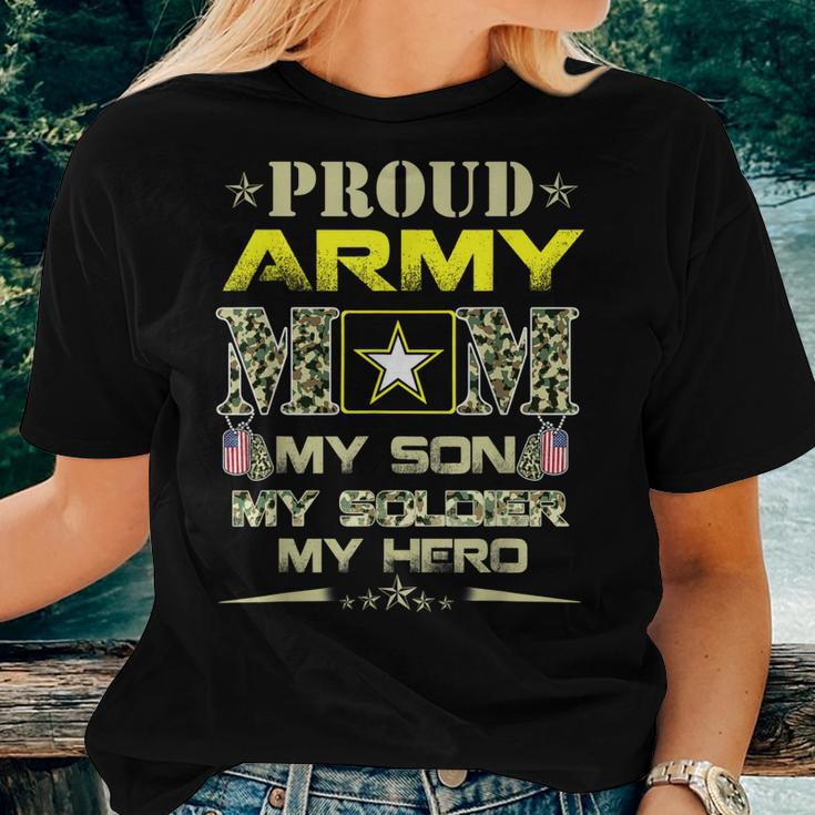 Proud Army MomFor Military Mom My Soldier My Hero Women T-shirt Gifts for Her