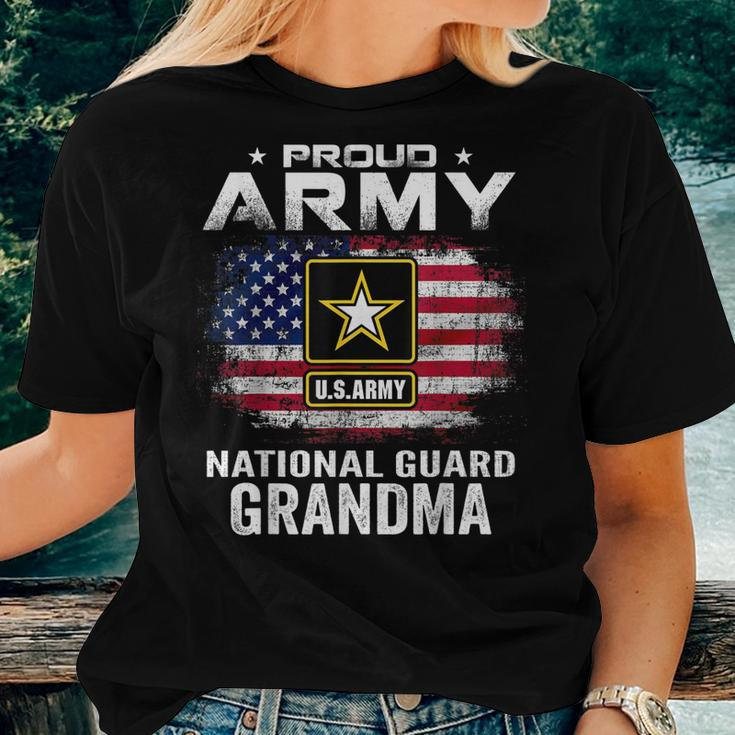 Proud Army National Guard Grandma With American Flag Gift Women T-shirt Gifts for Her
