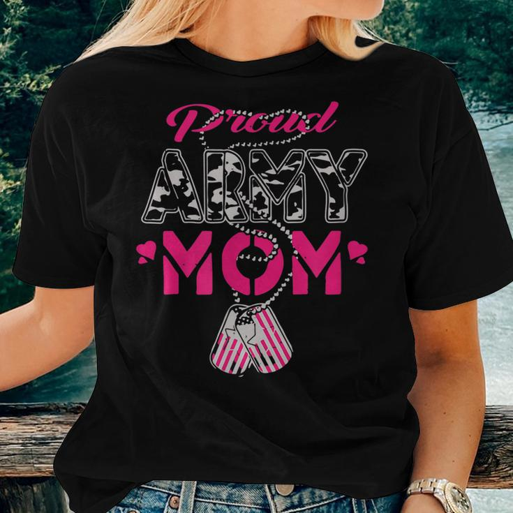 Proud Army Stepmom Us Flag Dog Tag Military Mom Family Women T-shirt Gifts for Her
