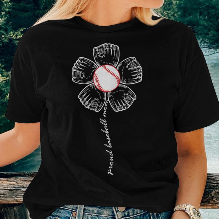 Womens Proud Baseball Mom Flower Mother Day Shirt Women T-shirt Gifts for Her