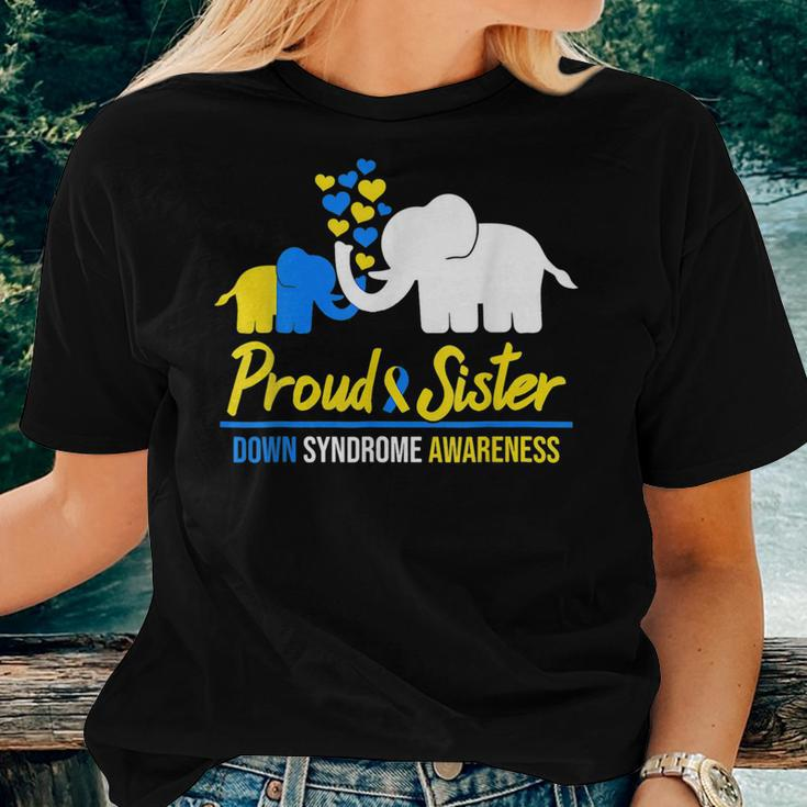Proud Sister World Down Syndrome Awareness Day Elephant T21 Women T-shirt Gifts for Her
