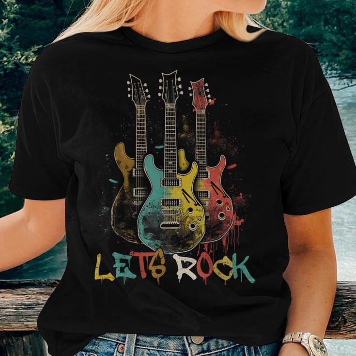 Lets Rock Rock N Roll Guitar Retro Graphic For Men Women Women T-shirt Gifts for Her