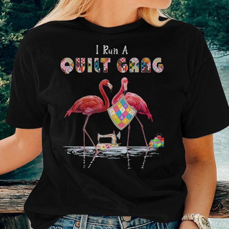 I Run A Quilt Gang Quilting Flamingo Lover Women T-shirt Gifts for Her
