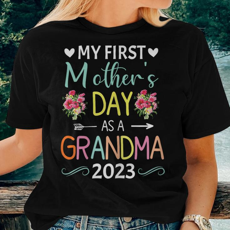 Womens Womens My First As A Grandma 2023 Women T-shirt Gifts for Her