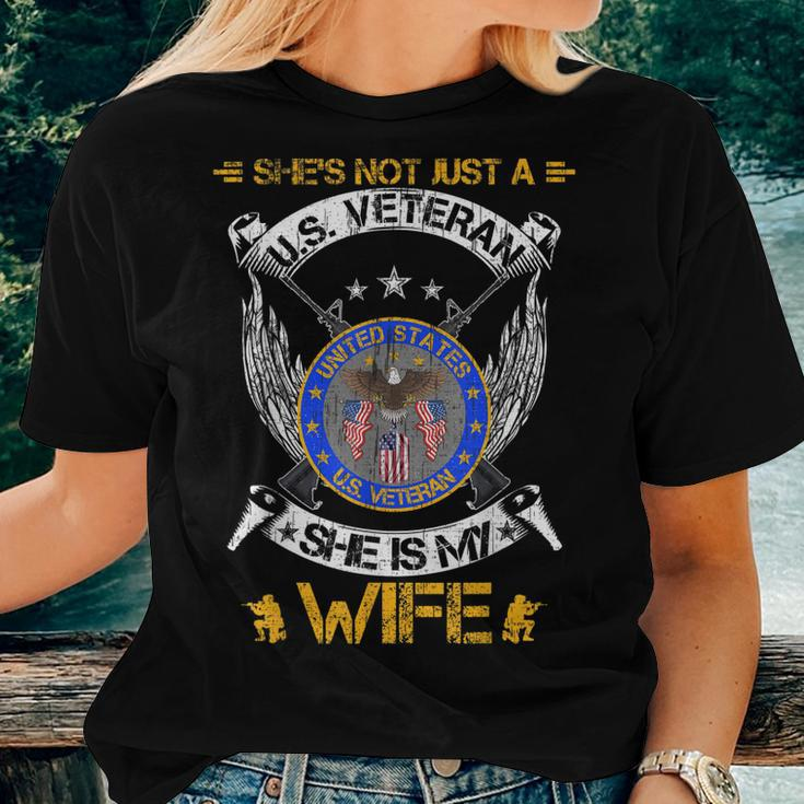 Shes Not Just A Us Military Veteran She Is My Wife Women T-shirt Gifts for Her