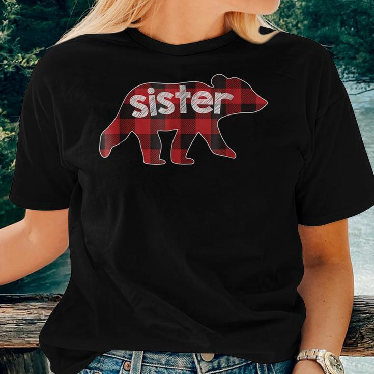 Sister Bear PlaidBuffalo Plaid Sister Family Bear Women T-shirt Gifts for Her