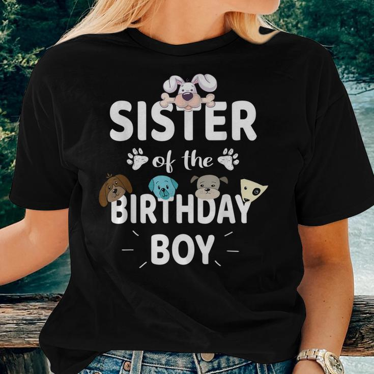 Sister Of The Birthday Boy Dog Lover Party Puppy Theme Women T-shirt Gifts for Her