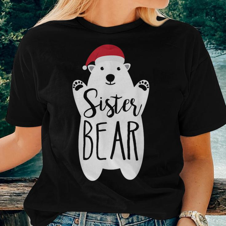 Sister Christmas Bear Santa Family Matching Pajamas Women T-shirt Gifts for Her
