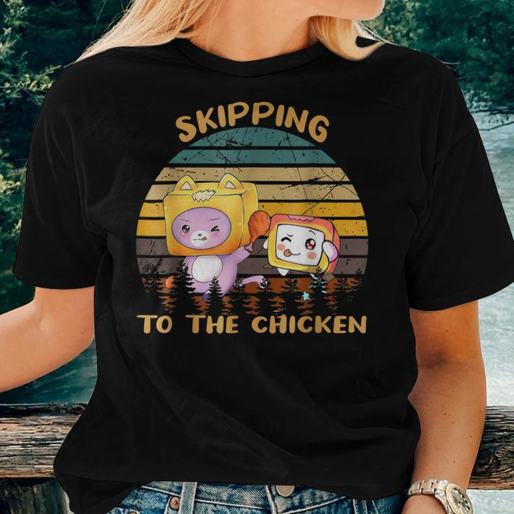 Skipping To The Retro Chicken Lanky Arts Box Videogame Women T-shirt Gifts for Her