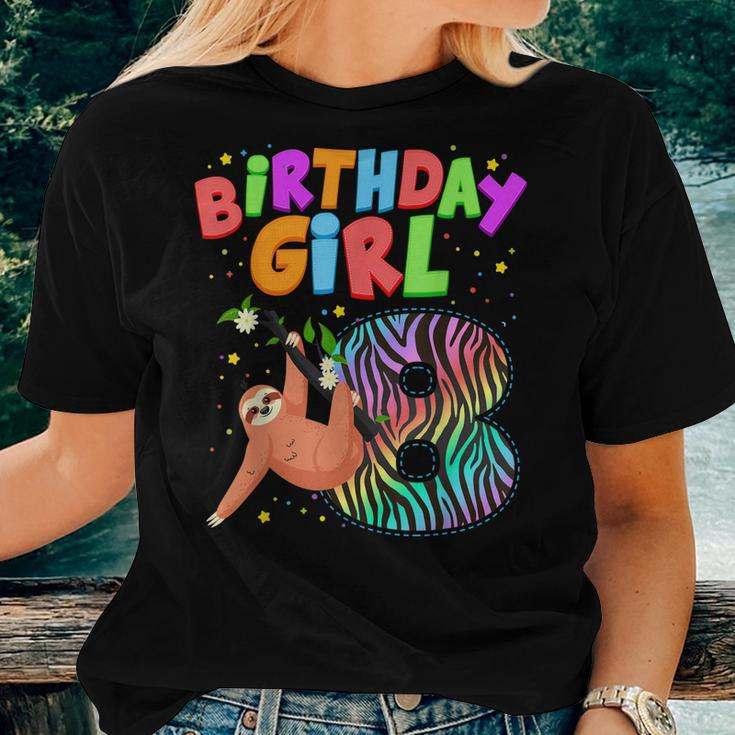Sloth 8 Year Old Birthday Girls Matching Family Cute Sloth Women T-shirt Gifts for Her