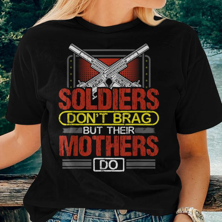 Soldiers Dont Brag Military Mother Proud Army Mom Women T-shirt Gifts for Her