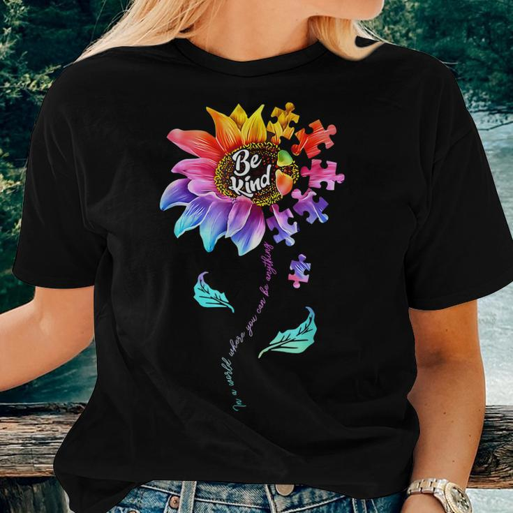 Sunflower Autism Awareness Be Kind Puzzle Mom Support Kids Women T-shirt Casual Daily Basic Unisex Tee Gifts for Her