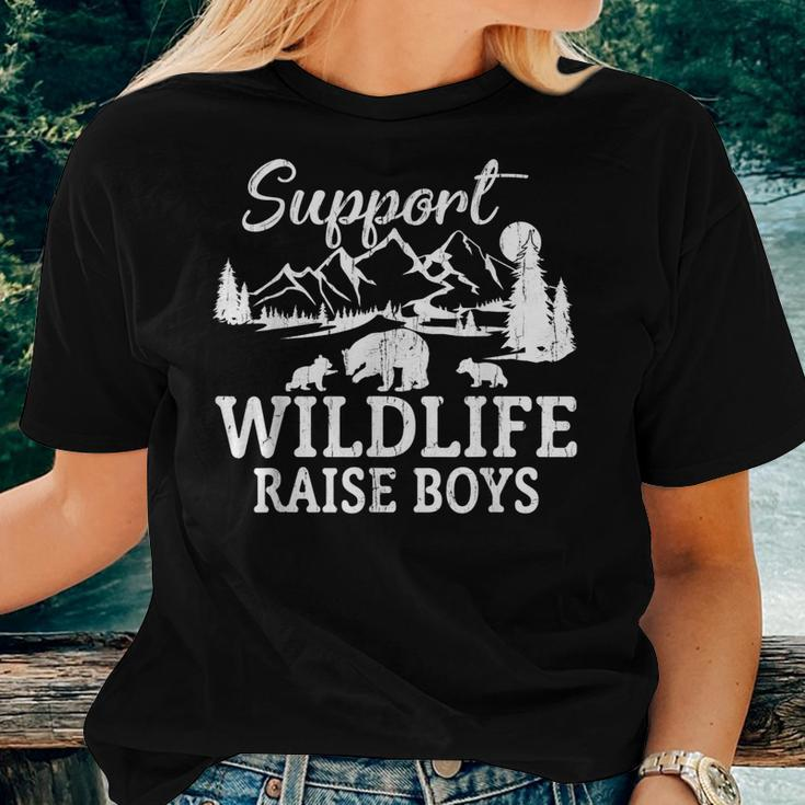 Support Wildlife Raise Boys Mom Dad Mothers Fathers Day Women T-shirt Gifts for Her