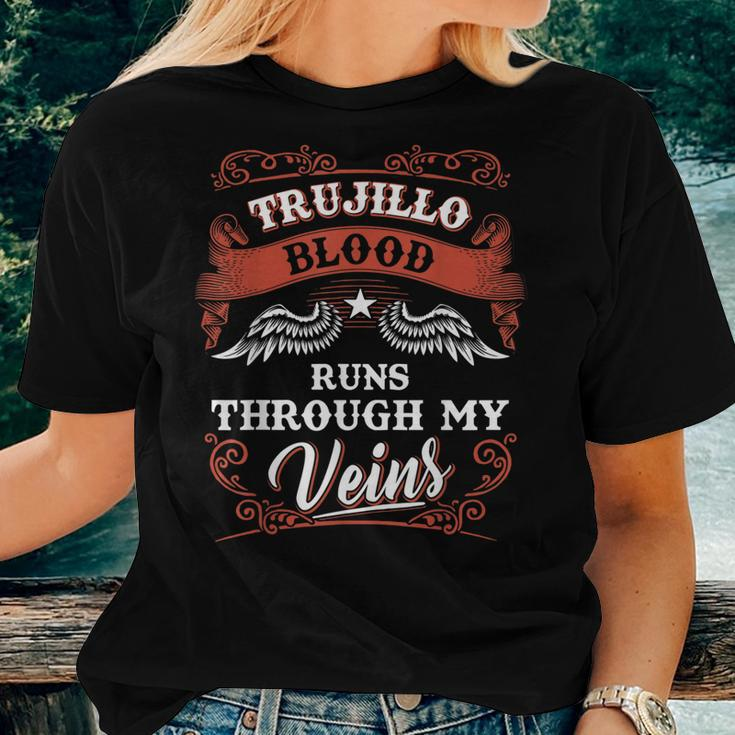 Trujillo Blood Runs Through My Veins Family Christmas Women T-shirt Gifts for Her