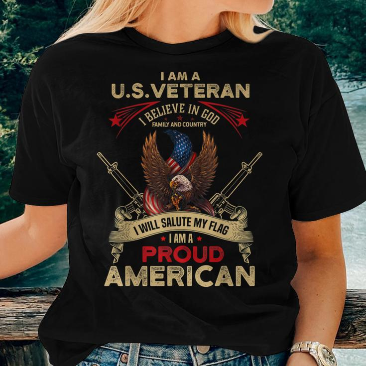 Us Veteran Believe In God Country Flag Proud American Women T-shirt Gifts for Her