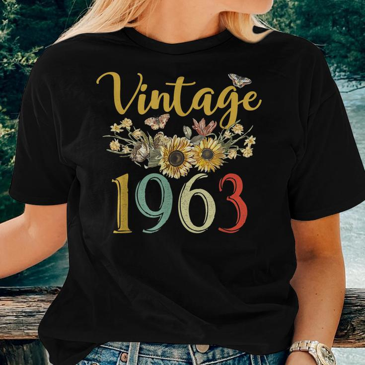 Vintage 1963 Sunflower 60Th Birthday Awesome Since 1963 Women T-shirt Gifts for Her