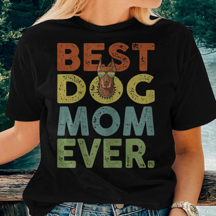 Vintage Best Dog Mom Ever Doberman Dog Lover Women T-shirt Gifts for Her