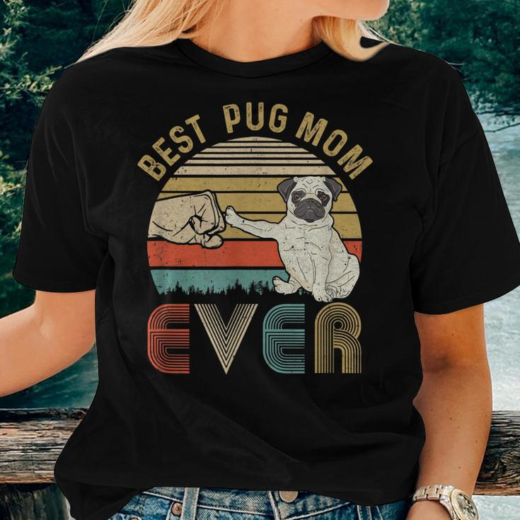 Vintage Best Pug Mom Ever Bump Fit Funny Mom Women T-shirt Gifts for Her