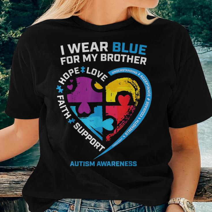 I Wear Blue For My Brother Kids Autism Awareness Sister Boys Women T-shirt Gifts for Her