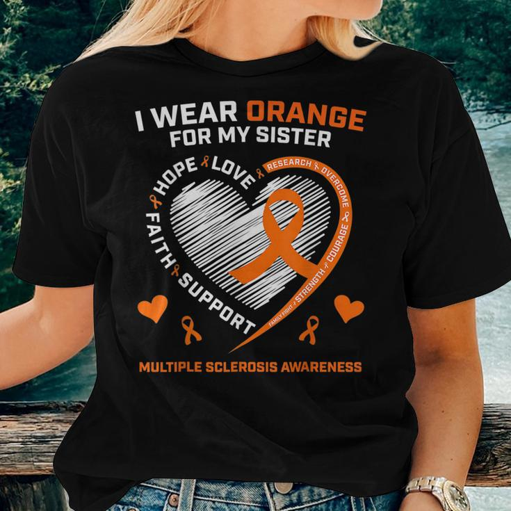 I Wear Orange For My Sister Ms Multiple Sclerosis Awareness Women T-shirt Gifts for Her