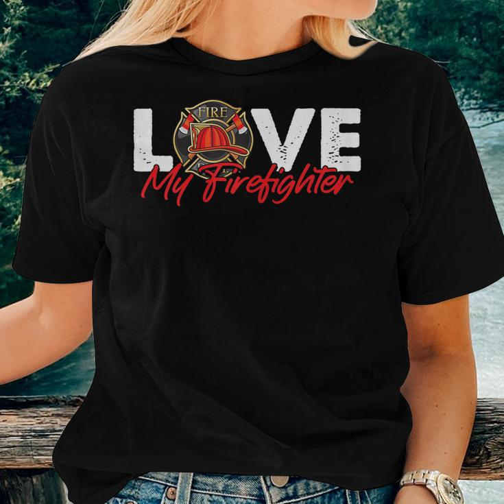 Womens Firefighter Wife Fire Department - Love My Firefighter Women T-shirt Gifts for Her