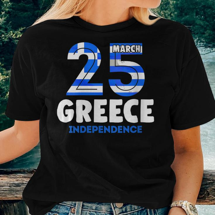 Womens Greek Independence Day 25 March Greece Flag Women T-shirt Gifts for Her