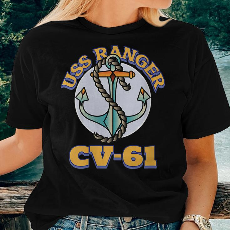 Womens Vintage Anchor Navy Aircraft Carrier Uss Ranger Women T-shirt Gifts for Her