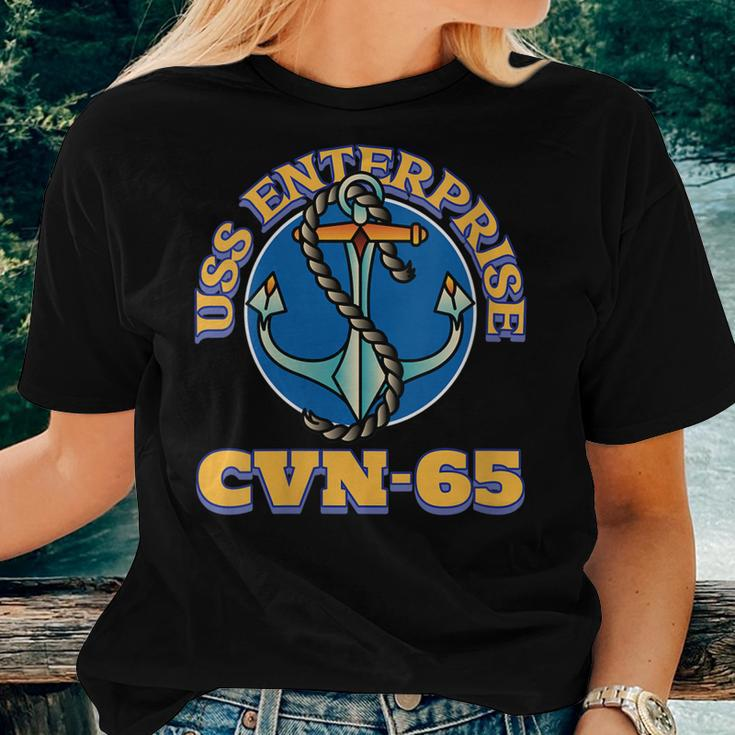 Womens Vintage Anchor Us Aircraft Carrier Cvn-65 Uss Enterprise Women T-shirt Gifts for Her
