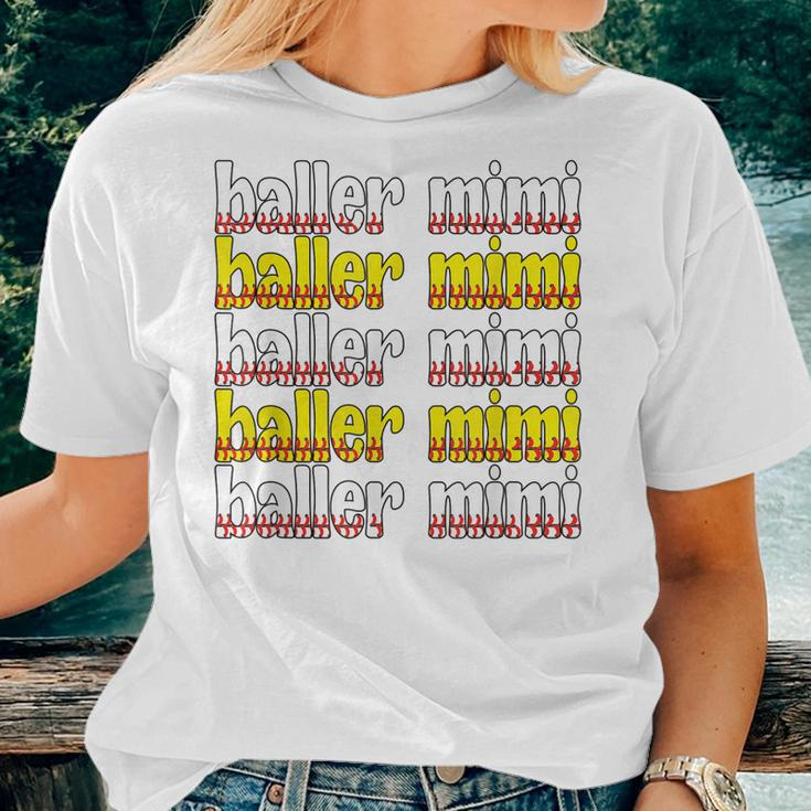 Baller Mimi Softball Baseball Mimi Grandma Women T-shirt Casual Daily Basic Unisex Tee Gifts for Her