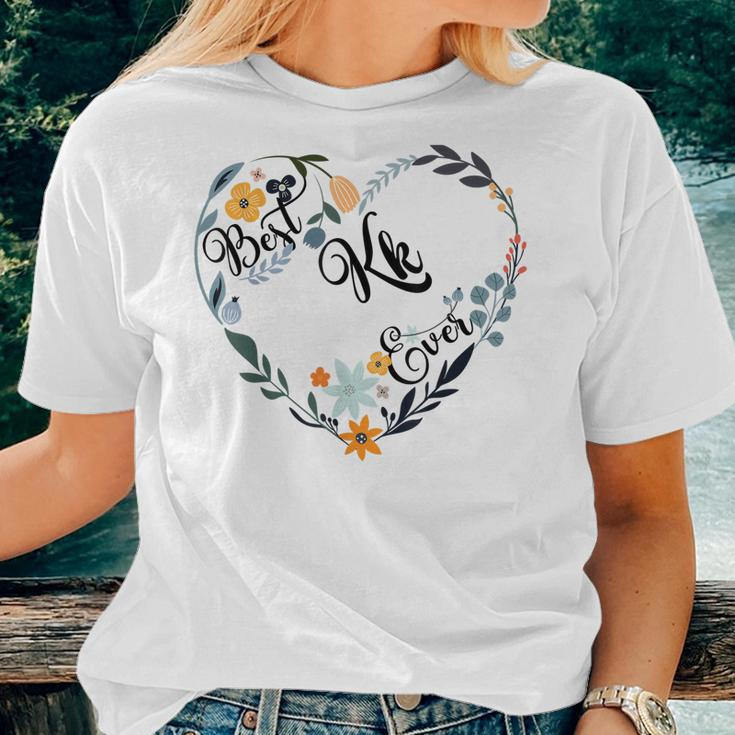 Best Kk Ever Heart Flower Blessed Grandma Mothers Day Women T-shirt Gifts for Her