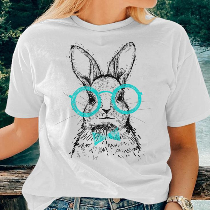 Cute Bunny With Glasses Hipster Stylish Rabbit Women Women T-shirt Gifts for Her