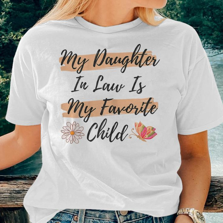 Womens My Daughter In Law Is My Favorite Child Butterfly Family Women T-shirt Gifts for Her