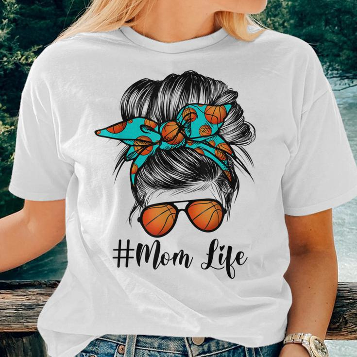 Dy Mom Life Basketball Messy Bun Women T-shirt Gifts for Her