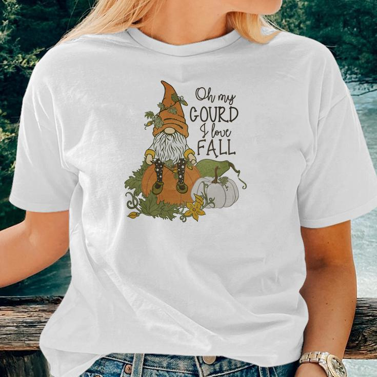Fall Oh My Gourd I Love Fall Gnomes Women T-shirt Gifts for Her