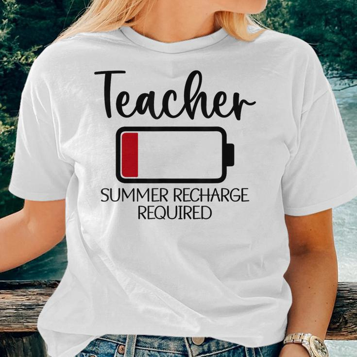 Funny Teacher Appreciation Teacher Summer Recharge Required Women Crewneck Short T-shirt Gifts for Her