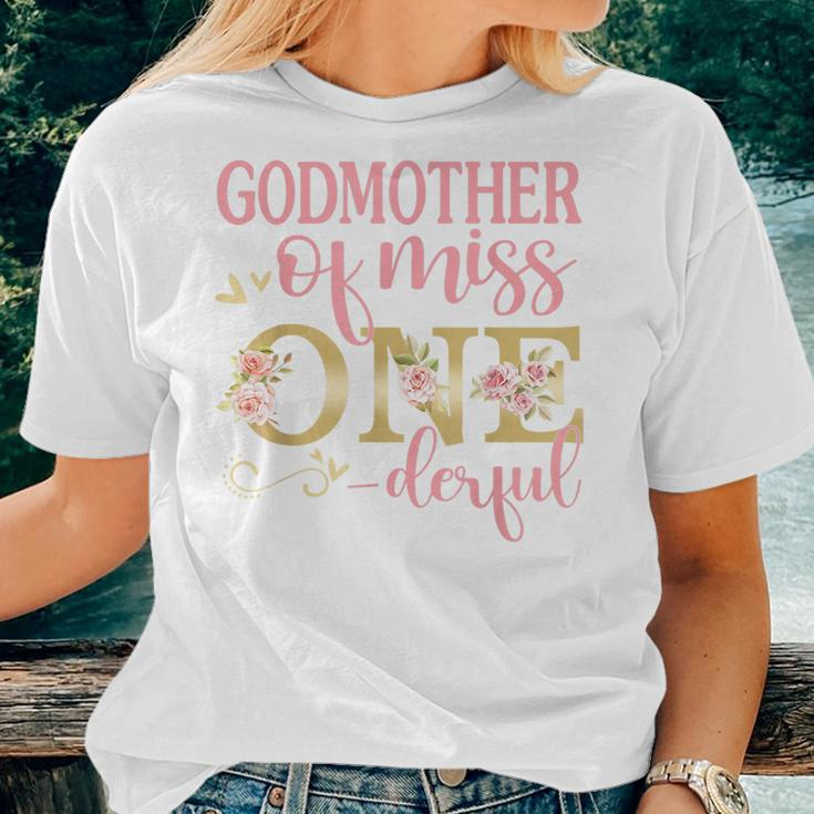 Godmother Of Little Miss Onederful 1St Birthday Family Party Women T-shirt Gifts for Her