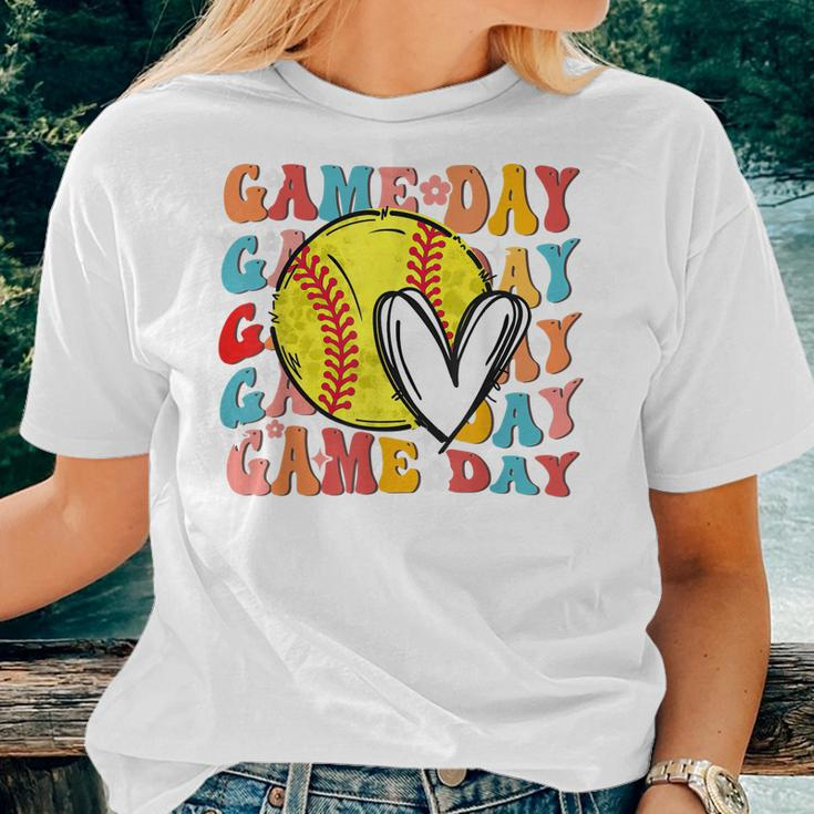 Groovy Softball Game Day Team Sports Softball Mom Game Day Women T-shirt Gifts for Her