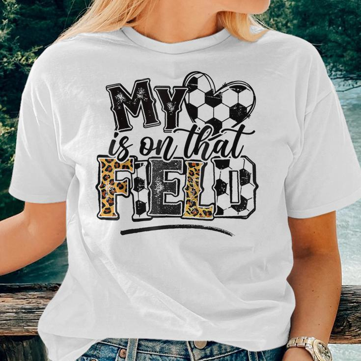 My Heart Is On That Field Soccer Leopard Soccer Mom Women T-shirt Gifts for Her