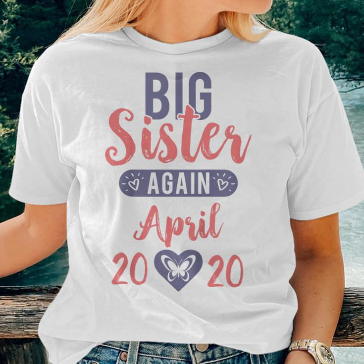 Kids Big Sister Again April 2020 Women T-shirt Gifts for Her