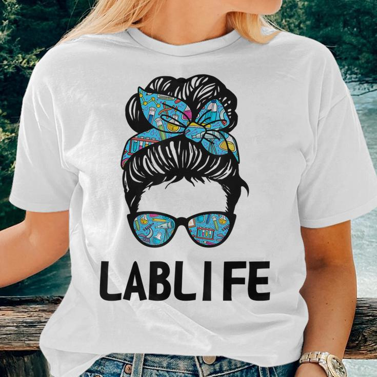Lab-Life Women Bandana Messy Bun Sunglasses Laboratory Women T-shirt Gifts for Her