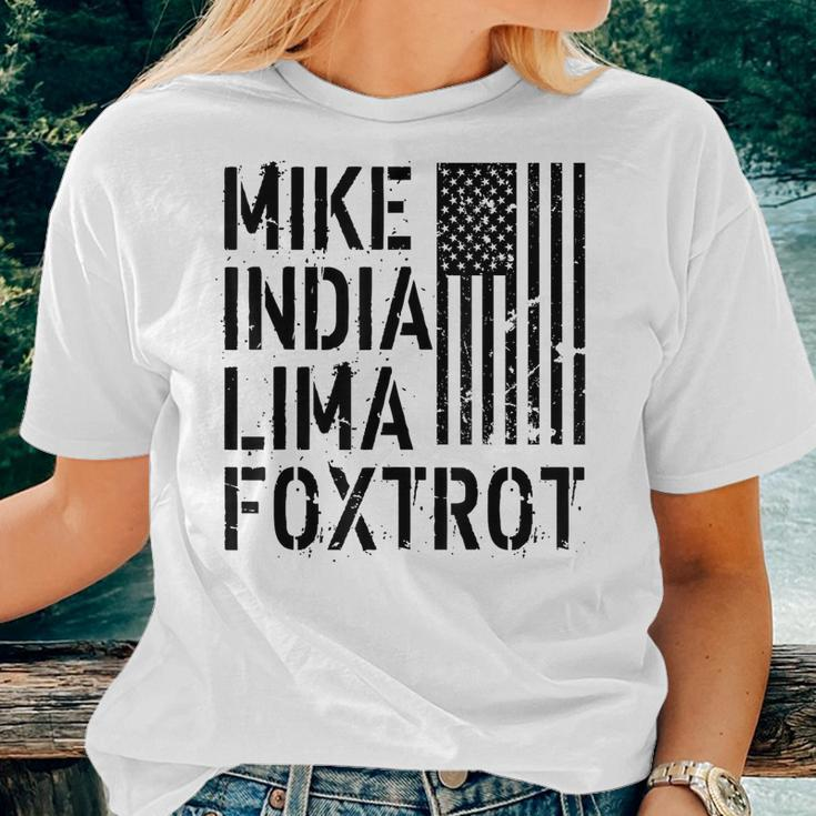 Mike India Lima Foxtrot Hot Mom Muscle Mommy American Flag Women T-shirt Gifts for Her