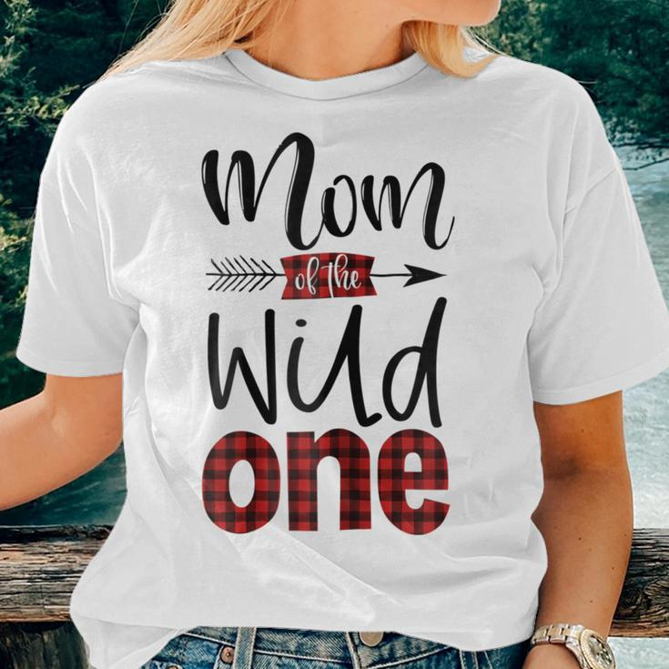 Womens Mom Of The Wild One Shirt Plaid Lumberjack 1St Birthday Tee Women T-shirt Gifts for Her